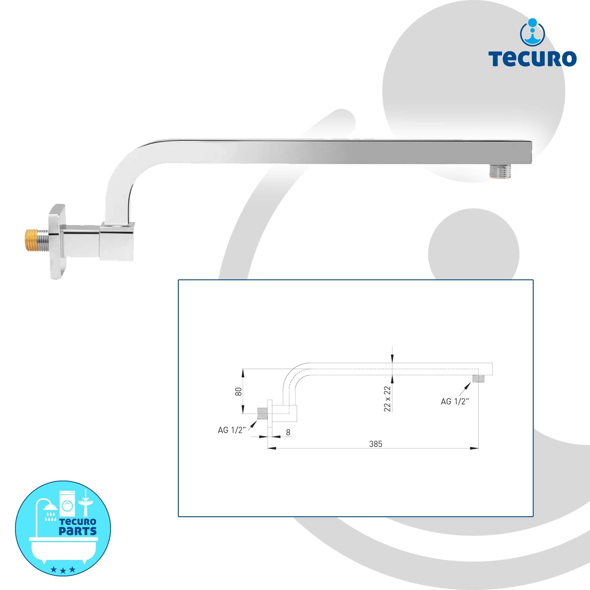 tecuro DESIGN obrotowe ramię prysznicowe 385 mm 90° do deszczownicy chromowanej, 69055