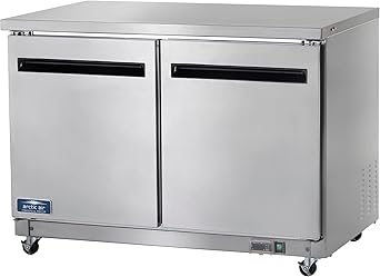 Arctic Air AUC48R 48" Undercounter Worktop Refrigerator - 12 Cubic Feet, 2 Section, 2 Doors, Stainless Steel, 115v