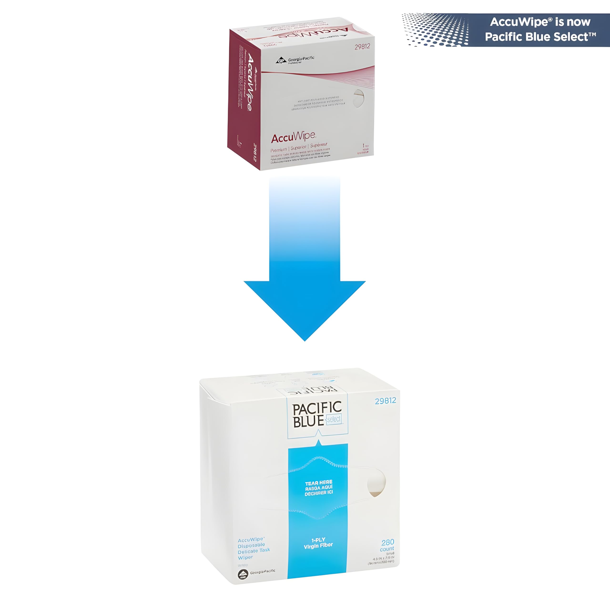 Condition photo showing New/Like New for Georgia Pacific 29812 AccuWipe Premium Virgin Fiber Wipes, 4.50" x 8.25", 280/box