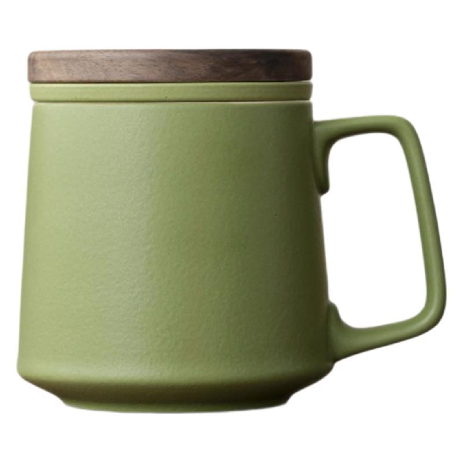 Tasse filtrante en céramique de 400 ml avec couvercle, grande capacité, personnalité exquise et tasse antique noire givrée pratique - 400 ml