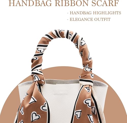 Miniatura 2 de Women's Designer Neckerchief Handbag Handle Ribbon Fashion Scarf Cute Heart Printed Hair Tie