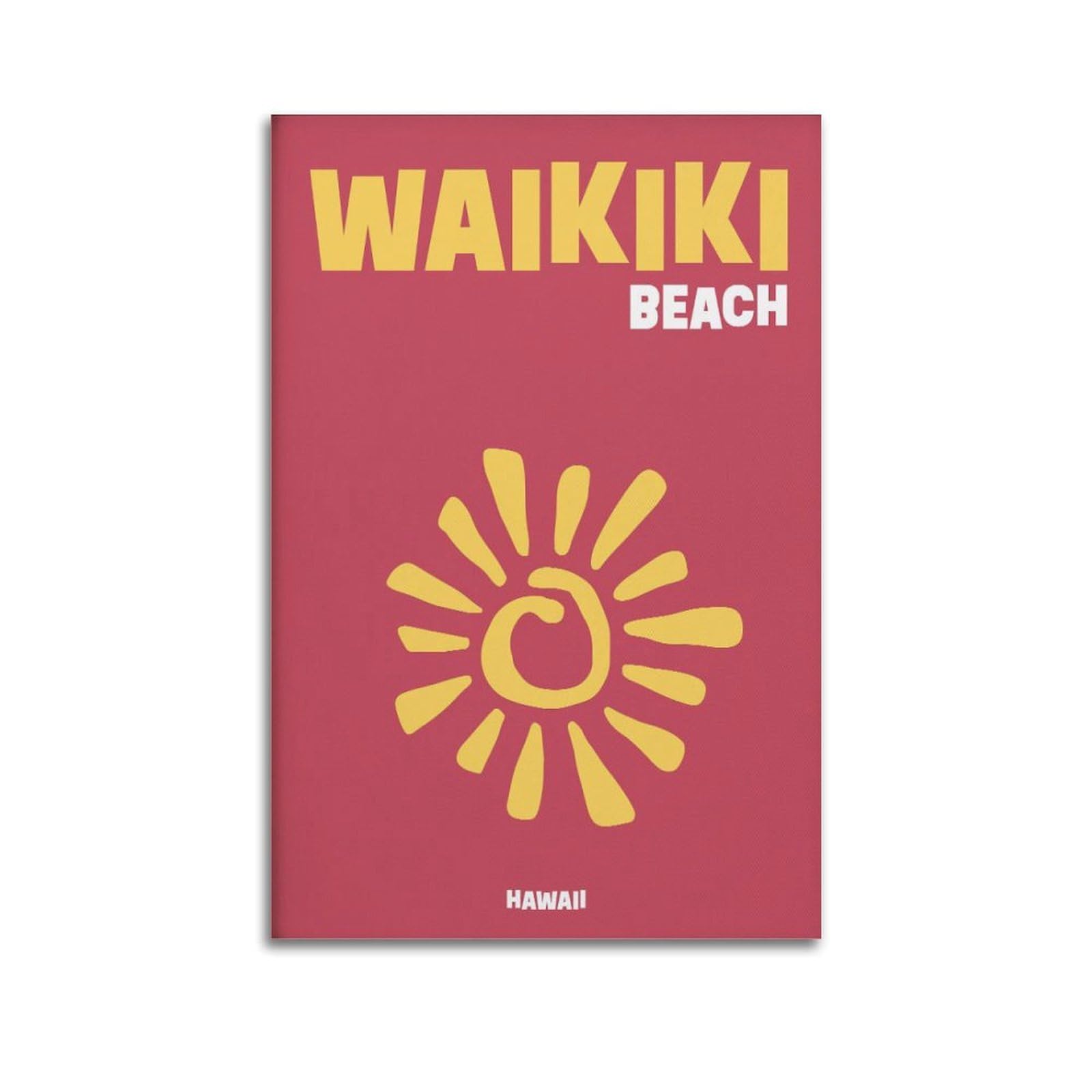 xiaoxiaoshen Waikiki Beach Retro Hawaii Travel Canvas Poster Wall Art Prints Room Aesthetic Murals Bedroom And Living Decorations 24x36inch(60x90cm)