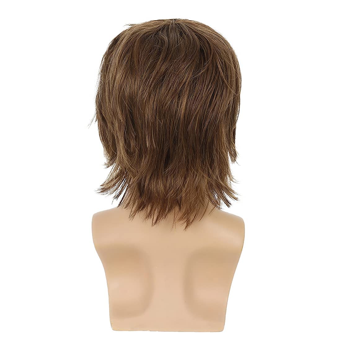 Peluca para hombre peluca corta esponjosa de capas cortas peluca marrón claro peluca sintética Natural para Cosplay de Halloween, peluca de pelo para hombres