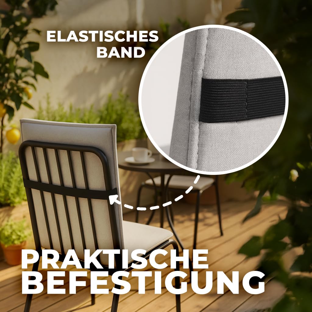 Hochlehner Auflagen 6er Set - 120x50cm – 8cm Dick - Premium-Material 200gsm, UV- & Wasserabweisend | Sitzauflagen - Sitzkissen Gartenstuhlauflagen - Gartenmöbel & Gartenstuhl | Graphit