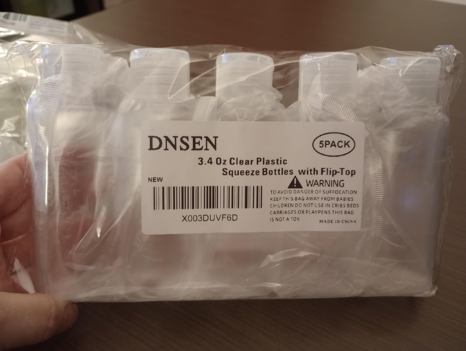 DNSEN 5 Pack 3.4oz Empty Plastic Travel Bottles for Toiletries TSA Approved Leak Proof Squeezable Travel Size Containers Travel Essentials Accessories, clear