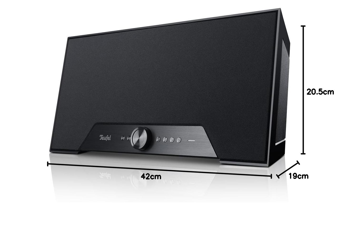 Teufel ONE M - All in One WLAN Multiroom Bluetooth Lautsprecher Radio WiFi Musik Streaming System Internetradio HiFi Soundsystem, Integriertem Subwoofer, Wecker -schwarz
