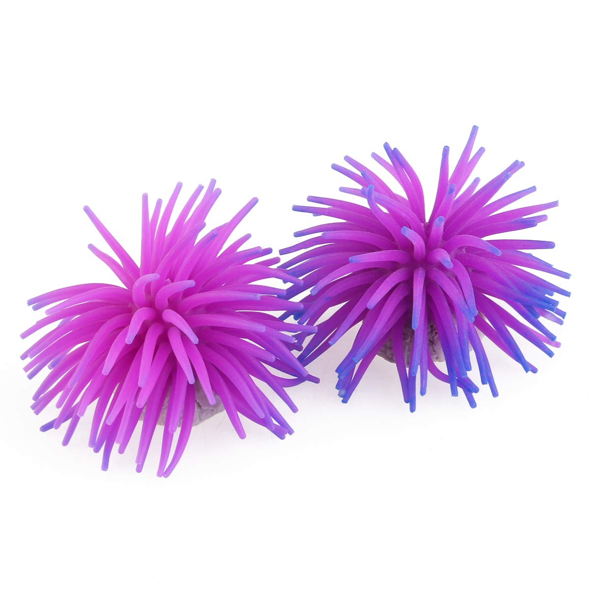 BalacooMagic Artificial Sea Silicone Anemone Aquarium Fisk Tank Ornament Decoration - 2 pcs/set (Purple)