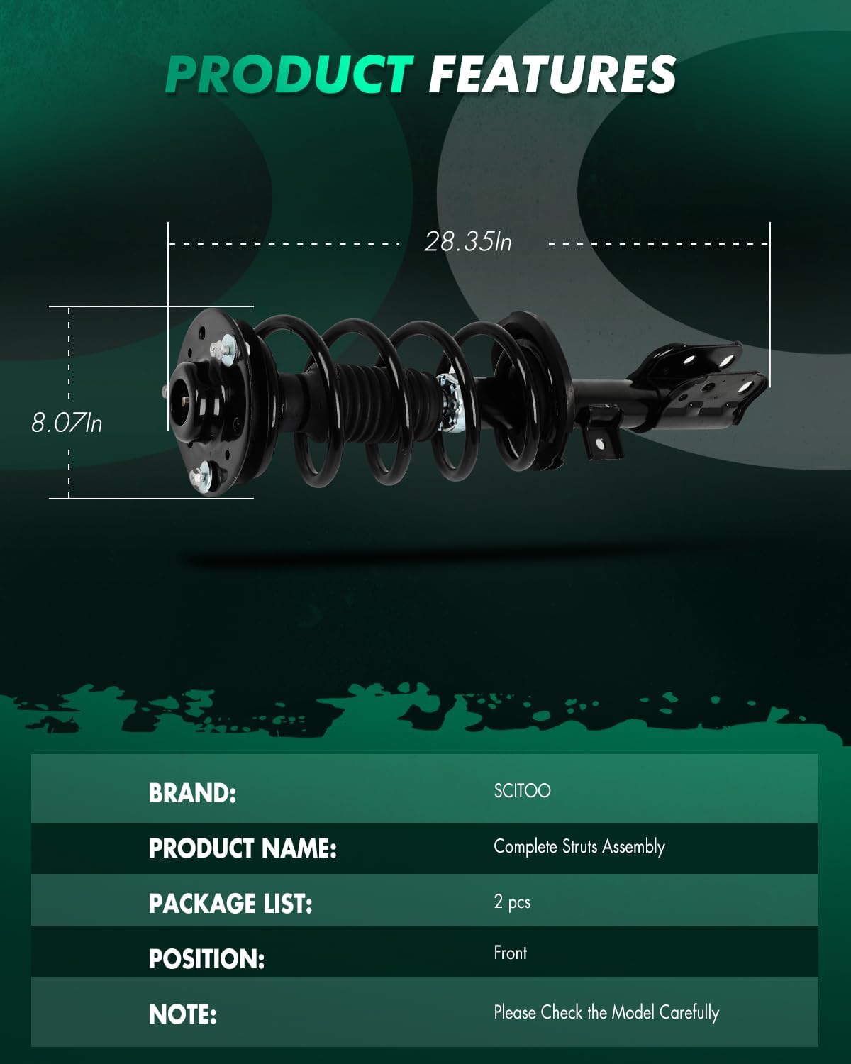 SCITOO - Front Complete Strut & Coil Spring Assembly Fits 2012 2013 2014 2015 for Chevy for Captiva Sport with 472527 472526 - Set of 2