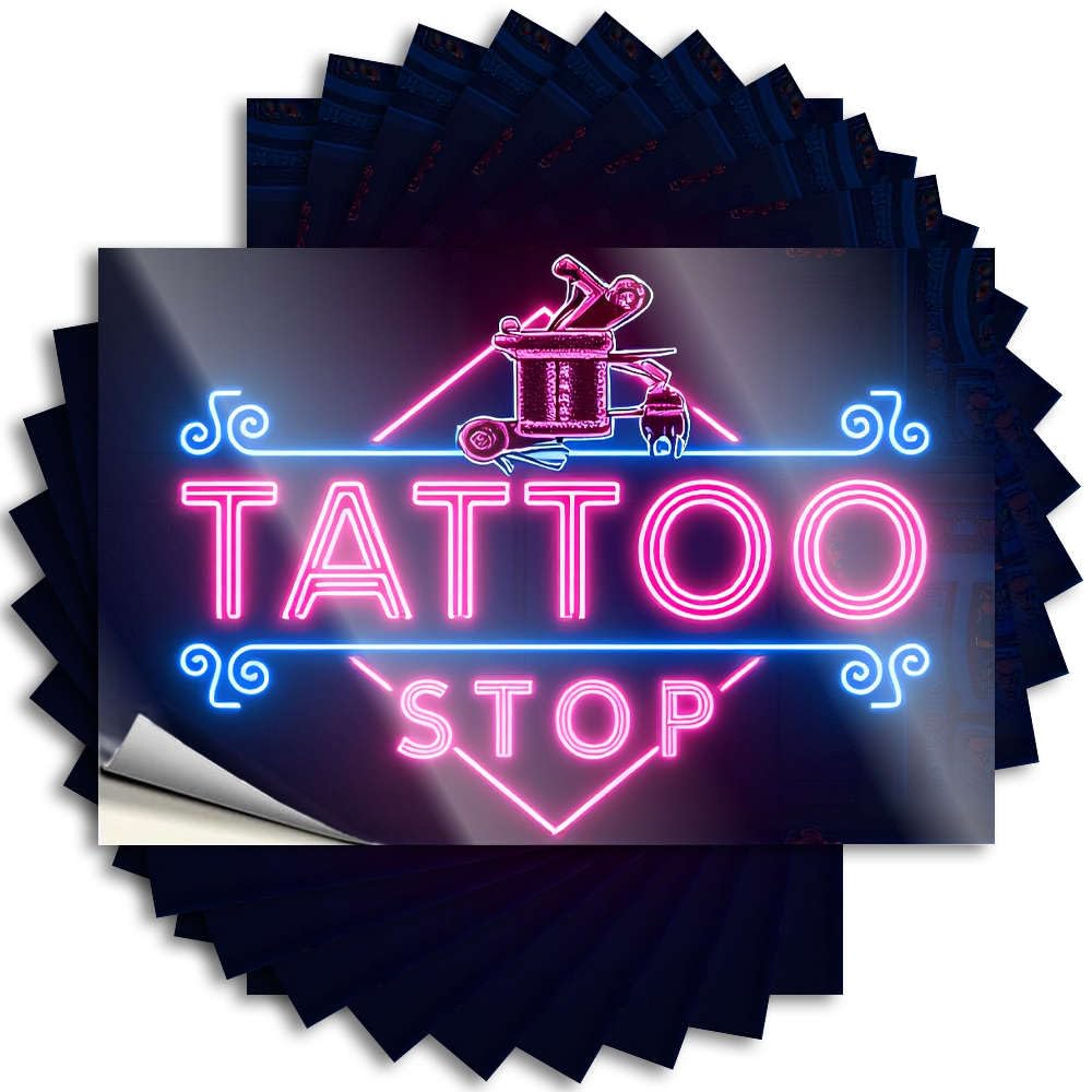 Tattoo Helmet Plastic Tattoo Stop Neon Sign for Ideas - Bath Decor Easy Peel Removable(8X12CM)