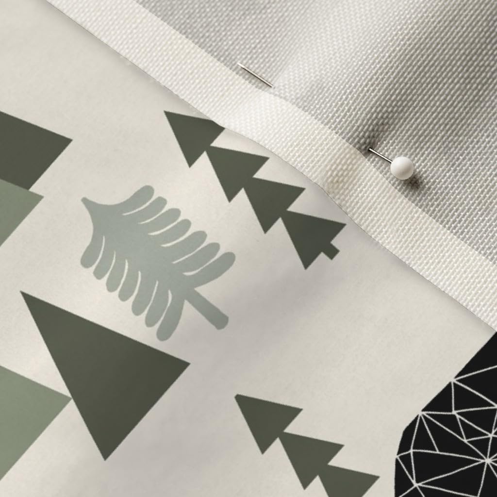 Spoonflower Fabric - Forest Bear Cream Green Neutral Nursery Boys Mountain Woodland Printed on Upholstery Velvet Fabric Fat Quarter - Upholstery Home Decor Bottomweight Apparel