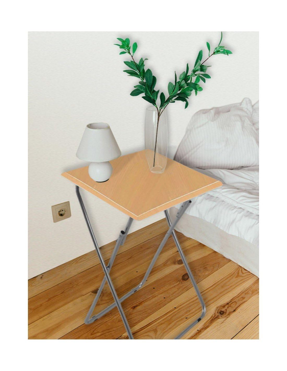 Jardin202 - Mesa Plegable Portátil Rectangular – Mesa Auxiliar Abatible 48 x 38 x 66 cm | (Madera Natural)