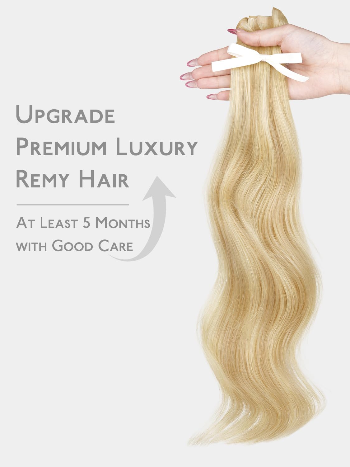 WENNALIFE Butterfly Weft Hair Extensions Human Hair 18 Inch 110g Light Blonde Highlighted Golden Blonde，Sew in Hair Extensions Real Human Hair Genius Invisible Straight Extensions De Cabello Humano