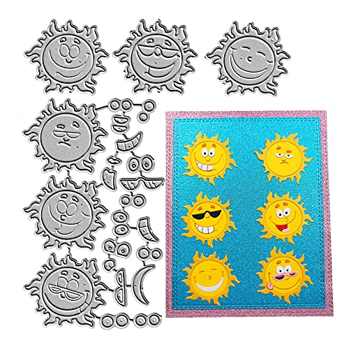 Metal 6pcs Sun Die Cuts, Sunglasses Cutting Die DIY Crafts Template Mould Stencils for DIY Embossing Card Making Album Decorative Paper Scrapbooking