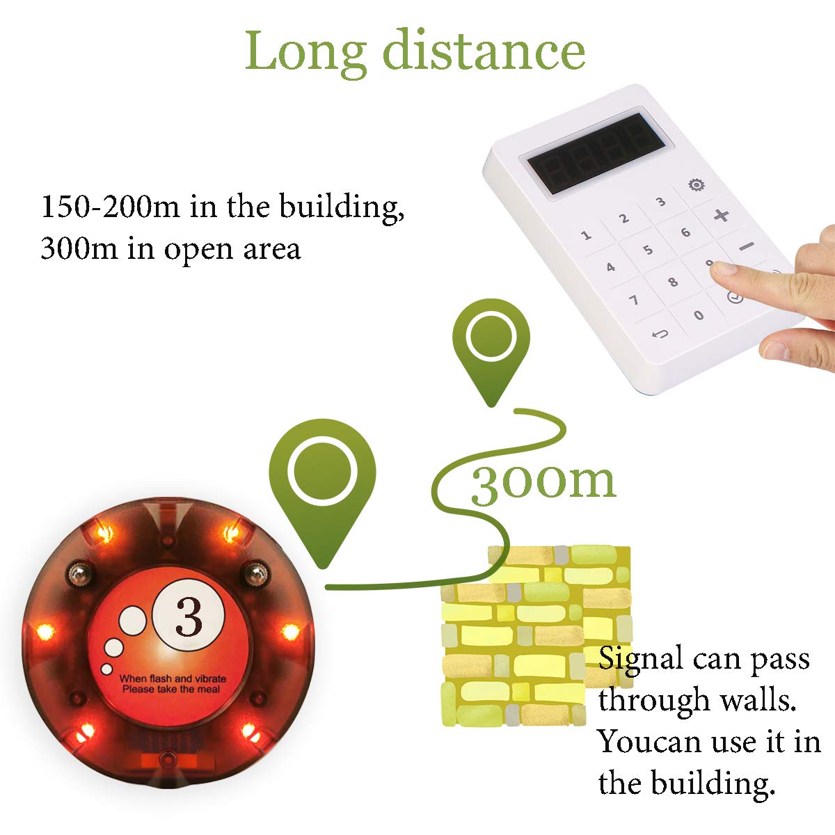 Retekess TD158 Sistema Cercapersone Per Ristoranti - 10 Device Impermeabili Con 300m Di Portata