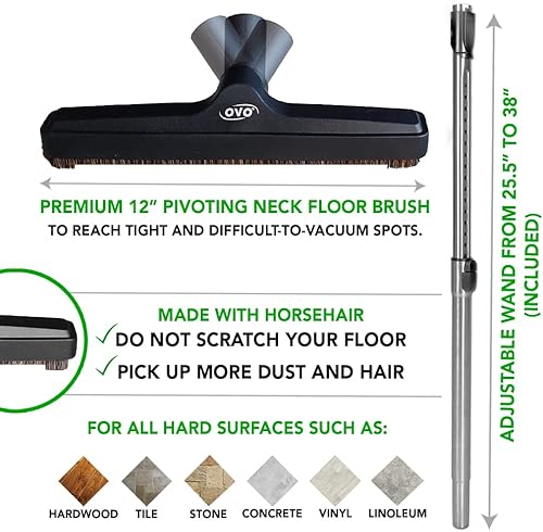 Miniatura 5 de OVO Central Vacuum Deluxe Plus Kit de manguera de bajo voltaje de encendidoapagado de 30 pies, batidor de alfombras impulsado por aire, cepillo de