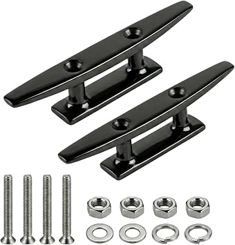 Boat Dock Cleat, 316 Marine Grade Stainless Steel Open Base Cleats with Hardware, Heavy Duty Mooring Accessories for Yacht Kayak Jetski 2-Pack