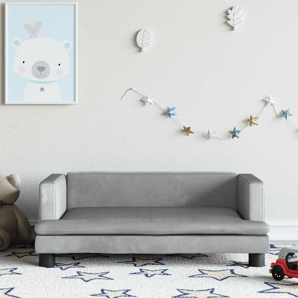 vidaXL Sofá para niños de Terciopelo Gris Claro 80x45x30 cm, Mini sofá, sofá para Cuarto de Juegos, sofá Silla para niños, sofá Infantil