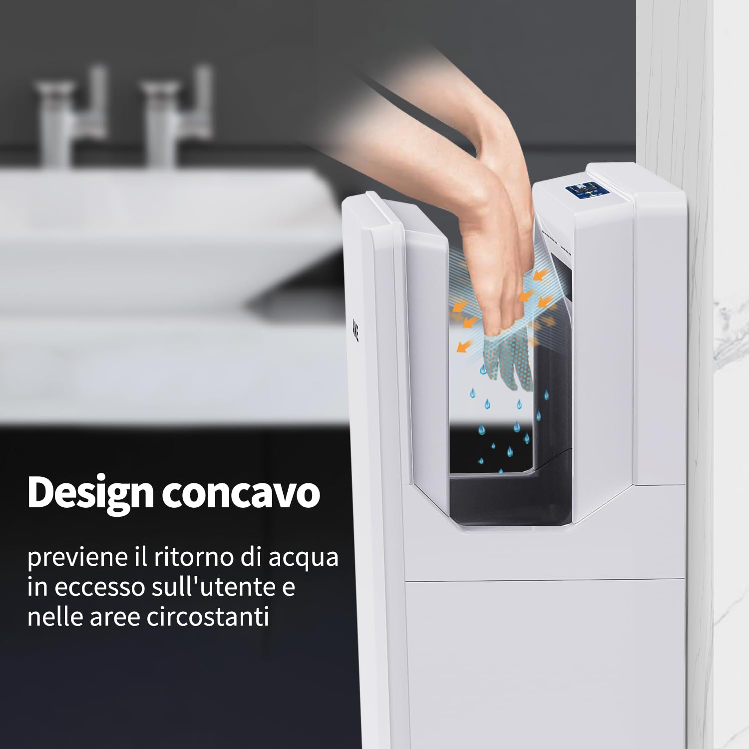 Asciugamani Elettrico AIKE Con Filtro HEPA - 1850W, Asciugatura Veloce 7 Secondi, 2 Modalit&agrave;