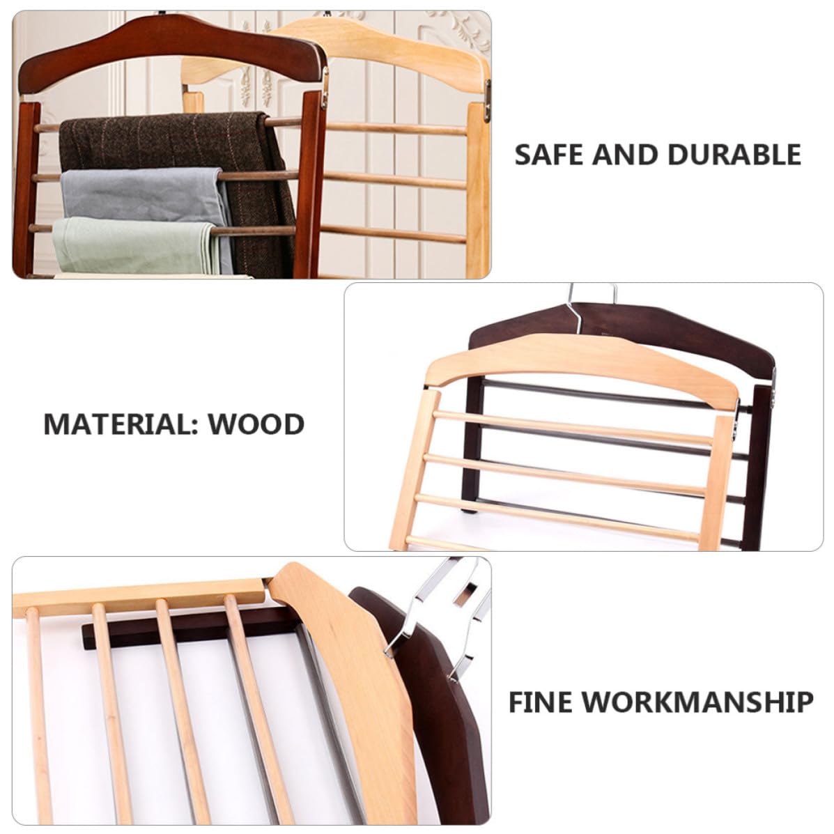 VICASKY Organizador de Secado Multicapa de Madera para Corbatas y Bufandas, 4 Unidades con Función Multifuncional, Ideal para Habitaciones