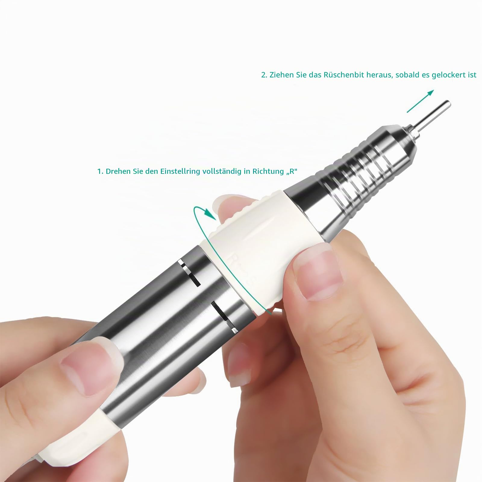 JSDA® Profi Elektrische Nagelfeile für Gelnägel, Shellac - 30000 U/Min Inkl 4 Bits & Fußpedal Maniküre Pediküre Fußpflegegerät Acrylnägel weiß