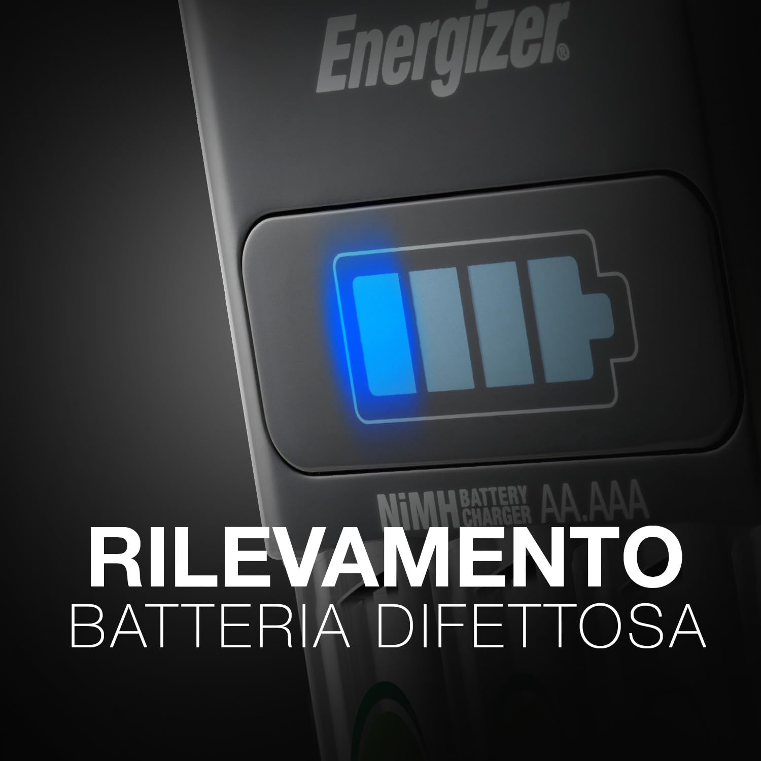 Energizer Carica Batterie Ricaricabili AA e AAA NiMH - Include 4 Pile AA 2300 mAh - la ricarica completa in 1 ore - funzioni di spegnimento di sicurezza automatico