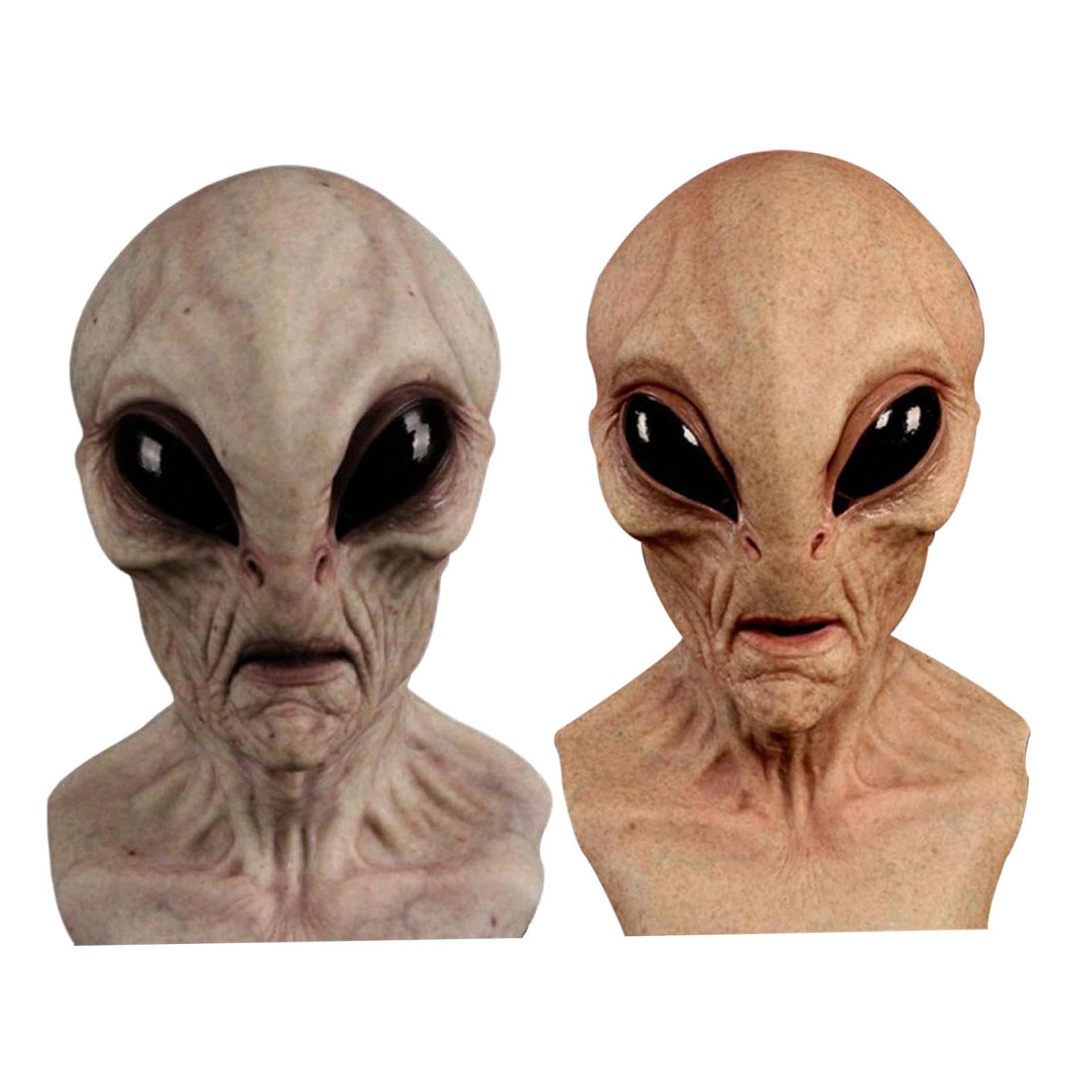 Amesor 2 Latex Halloween Alien Masks - Full Face, Realistic, Scary Masques for Adults Cosplay