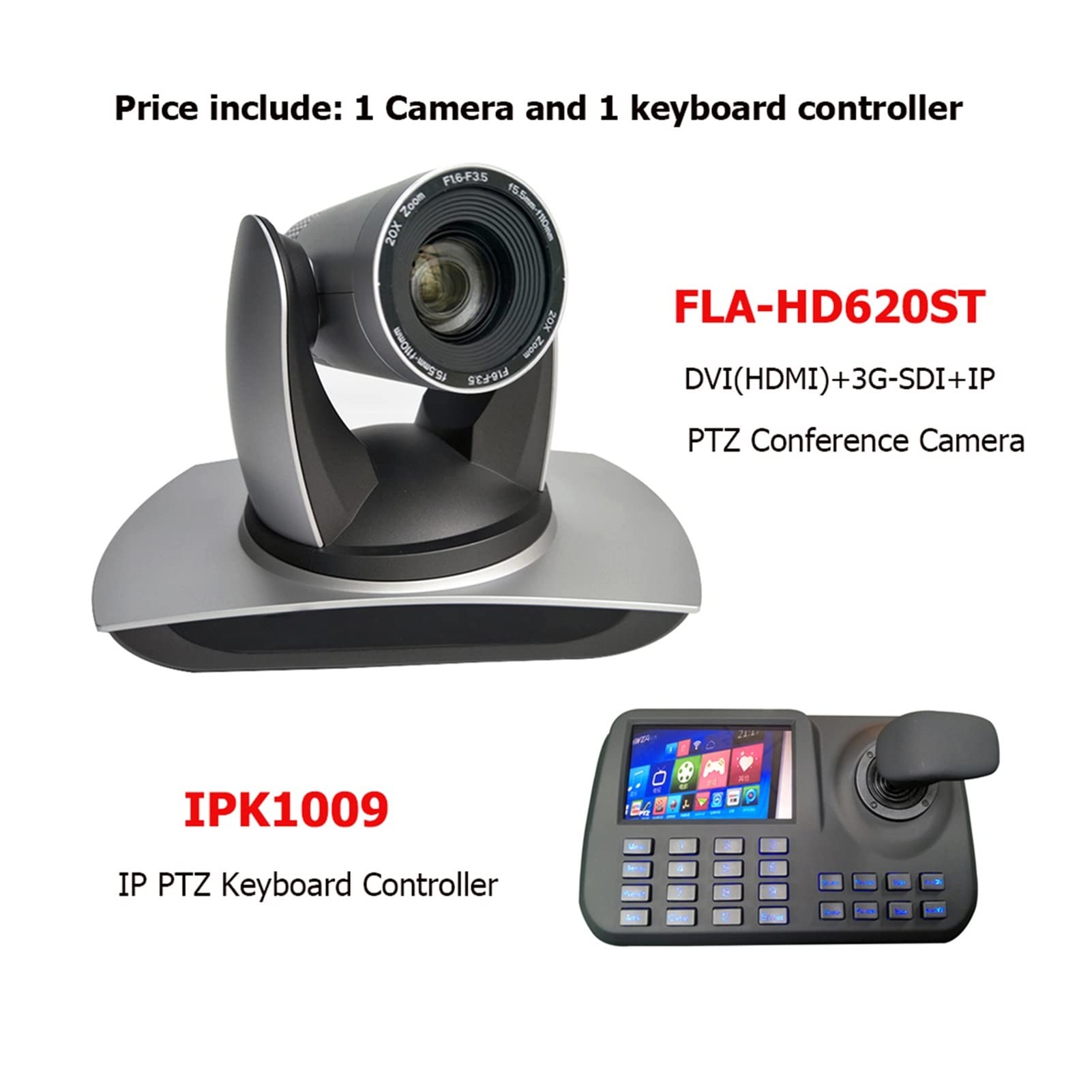Webcam Sistema de videoconferencia HDSDI DVI IP PTZ Cámara de difusión 20x Zoom Plus Teclado Controlador de teclado for solución de sala de reuniones