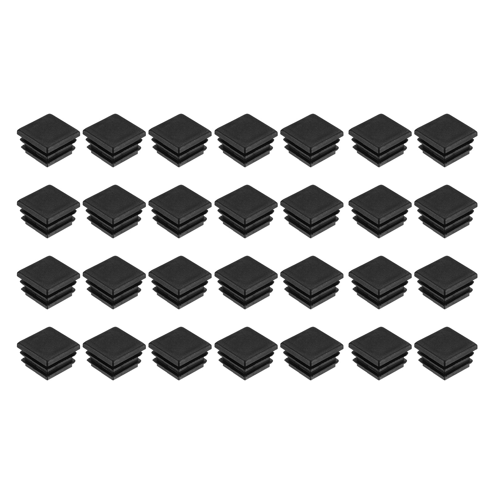 uxcell 28Pcs Square Plastic Plugs, 20 x 20mm/0.79 x 0.79inch PE Pipe Tubing End Caps for 16-18mm/0.63-0.71inch Square Tube Furniture Chair Leg, Black