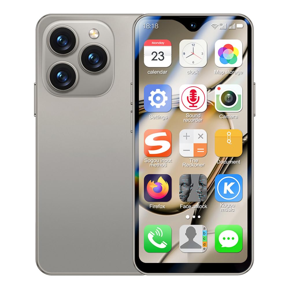 Truely Mini 4G Smartphone Unlocked with 4.3 Inch Full Screen, Android Smart Phone Dual SIM Dual Camera 2750mAh Facial Recognition Bluetooth WiFi Student Pocket Cellphone (Grey)