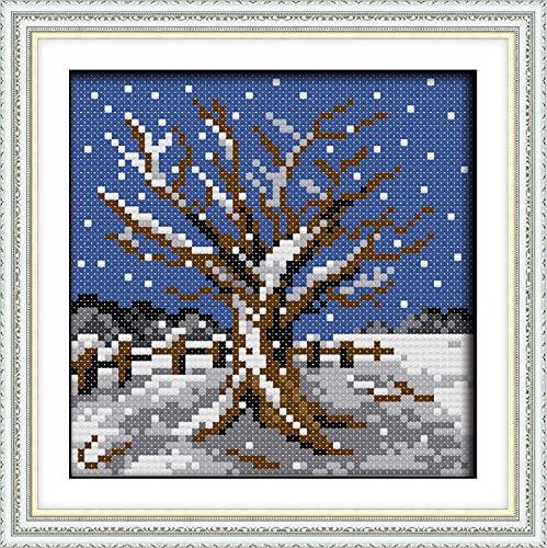 Kit point de croix pré-imprimé 11CT paysage d'automne pour décoration intérieure 40x50cm