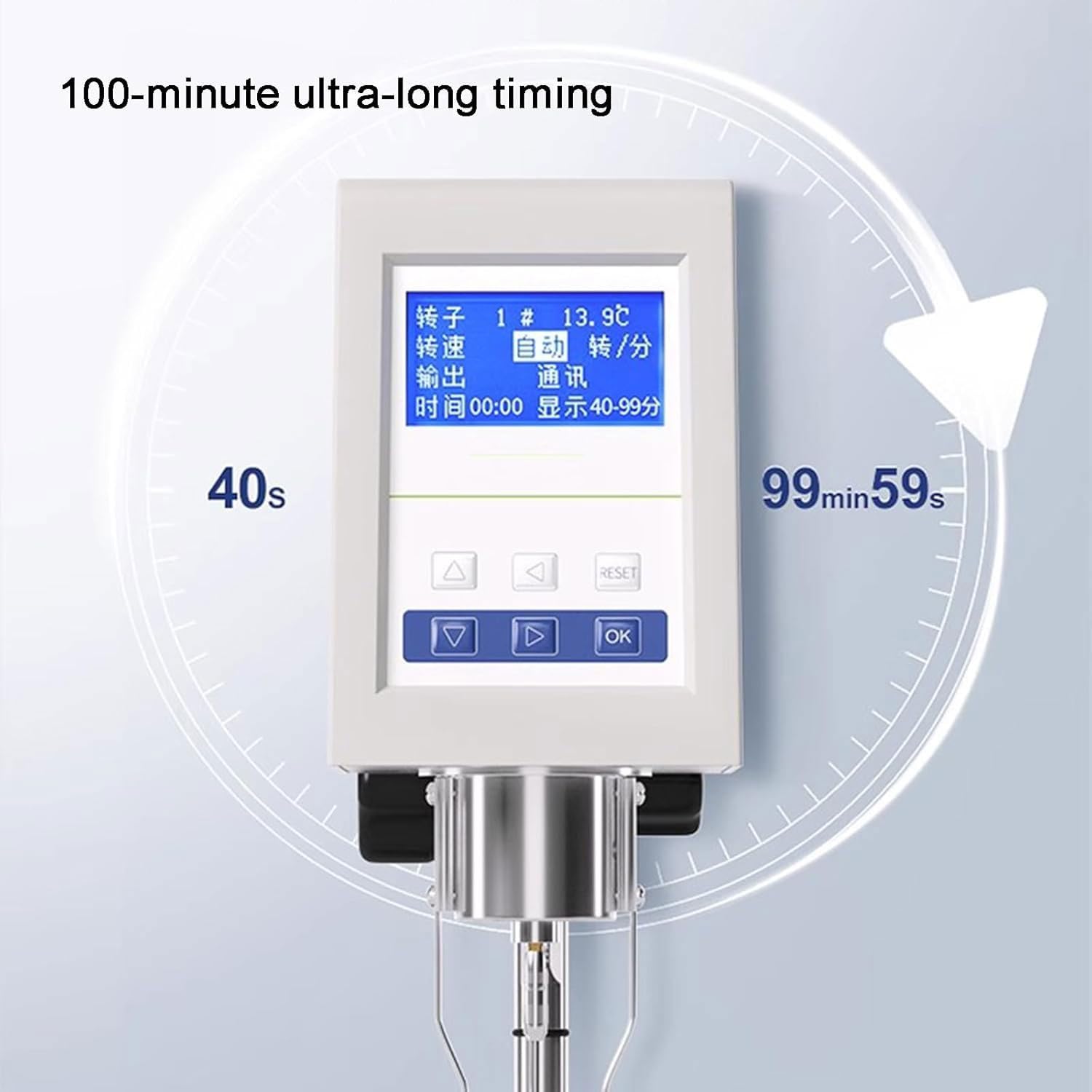 Tester lepkości z czujnikiem temperatury, wiskozymetr obrotowy 1-100 000 MPa, 4 wirniki, czasowy, wyświetlacz LCD do laboratoryjnego pomiaru lepkości