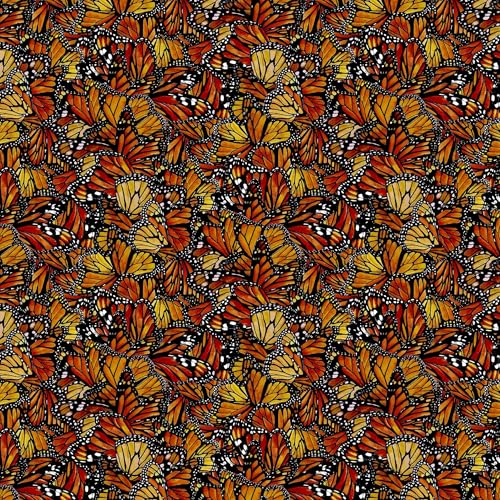 Cotton Monarch Dance Nature's Music Butterflies Packed All Over Butterfly Wings Elizabeth Studios Cotton Fabric Print by The Yard (711MULTI)