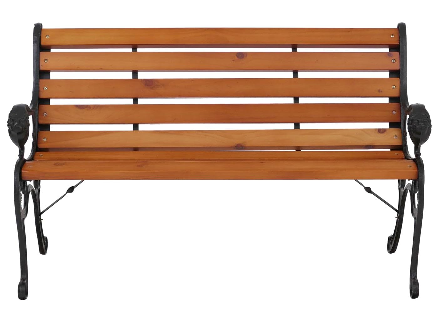Mendler Panca da giardino HWC-O25, panchina da parco in legno 2 posti, ghisa legno pino certificato MVG, 132cm - teak