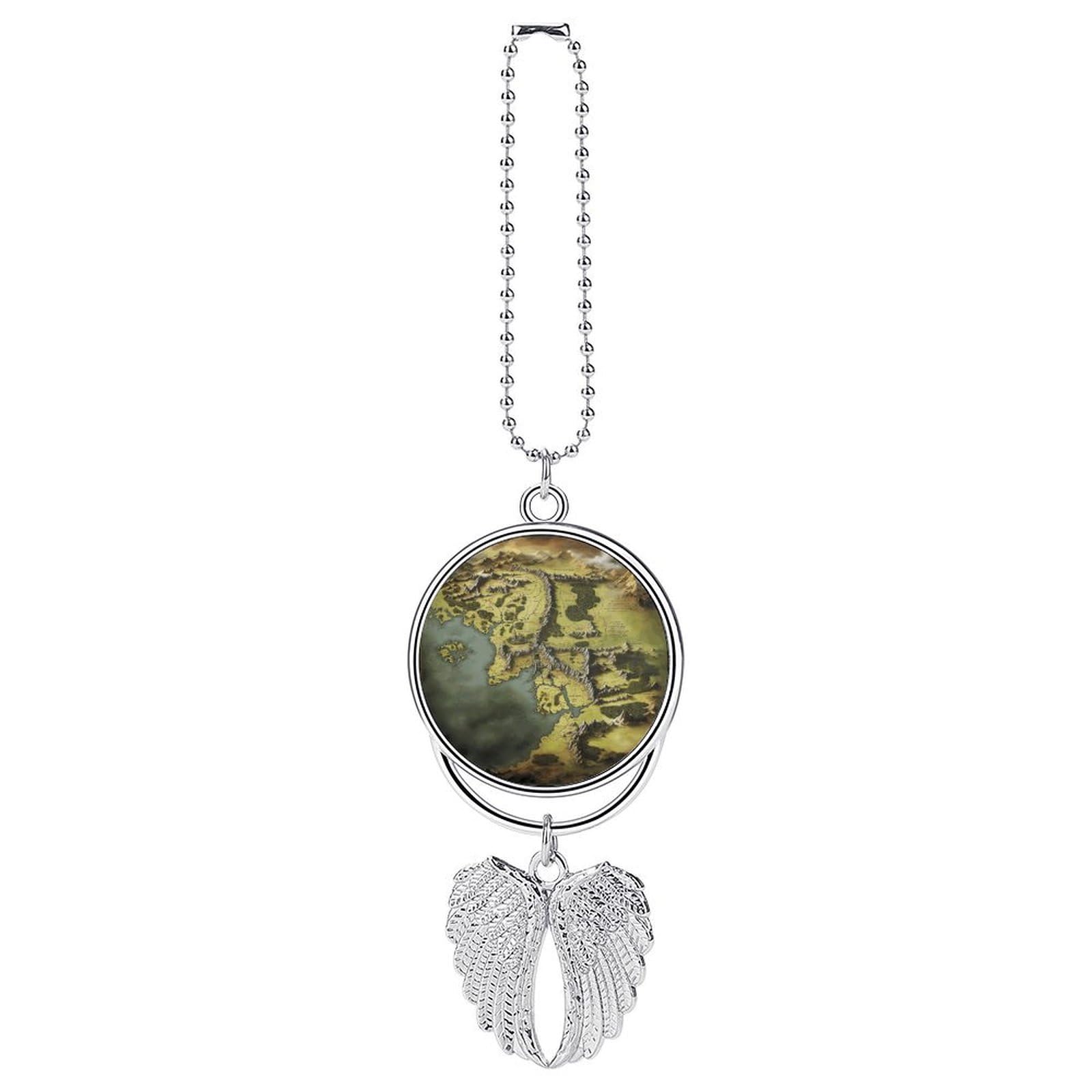 Middle Earth Map Car Pendant Personalized Car Hanging Ornament Auto Rear View Mirror Hanging Decoration Accessories Metal Cars Interior Ornament for Most Cars Truck SUV
