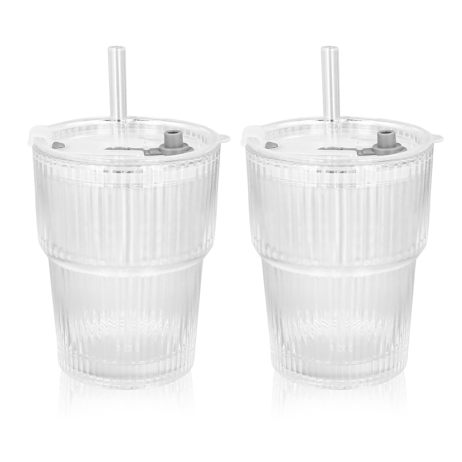 SAVOSWEET Glass Tumbler with Lid & Straw Reusable– Borosilicate Glass Drinking Cup Set for Iced Coffee & Smoothies – Eco-Friendly, Leakproof & Easy to Clean