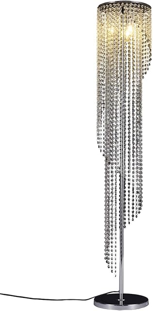 Surpars House Sparkling Elegant Raindrop Crystal Floor Lamp,Silver