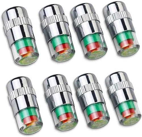 8 unids coche neumático presión monitor válvula vástago tapas caso sensor indicador 3 colores rojo amarillo verde ojo alerta