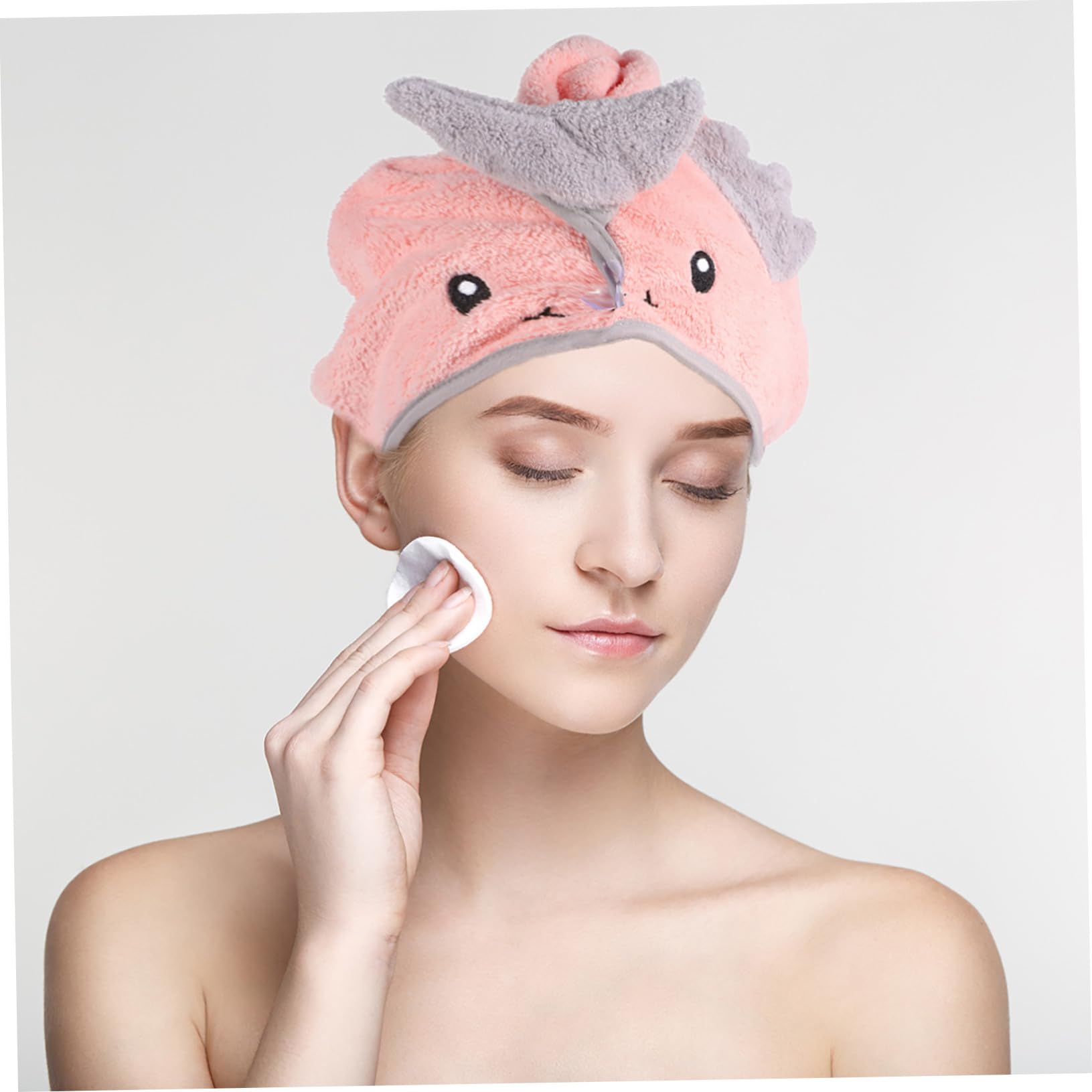 3 Stück Cartoon Mikrofaser Haarturban mit Knopf Schnelltrocknendes Haarhandtuch aus Weichem Fleece für Damen Herren und Leicht Flauschig für Bad Spa Reisen