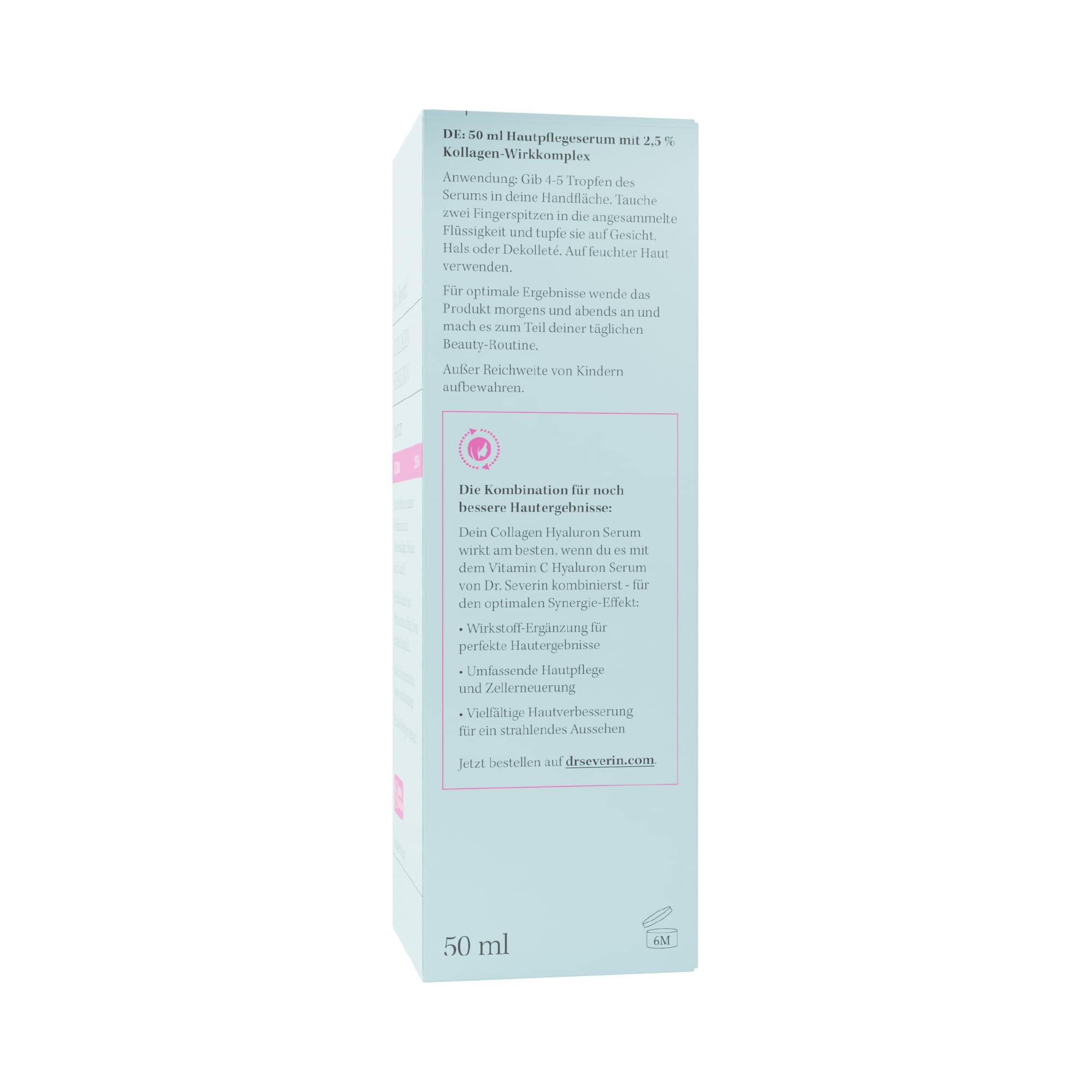 Dr. Severin 2,5% Collagen Hyaluron Serum Ultra 50 ml I Gesichtsserum mit Meereskollagen, Hyaluron, Vitamin E und Phytodermina Lifting I Anti-Aging, Straffend I für alle Hauttypen I Vegan