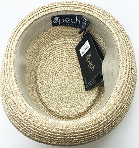 Men's Fancy Summer Straw Pork Pie Derby Fedora Upturn Brim Hat (Small-Medium, Natural)