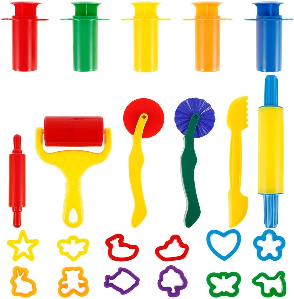 JTWEB Dough Tools Kit,23pcs Play Dough Tools Kit For Kids, Playdough Tools and Cutters Sets,Dough Rollers Molds Plastic Play Dough Tools Accessories