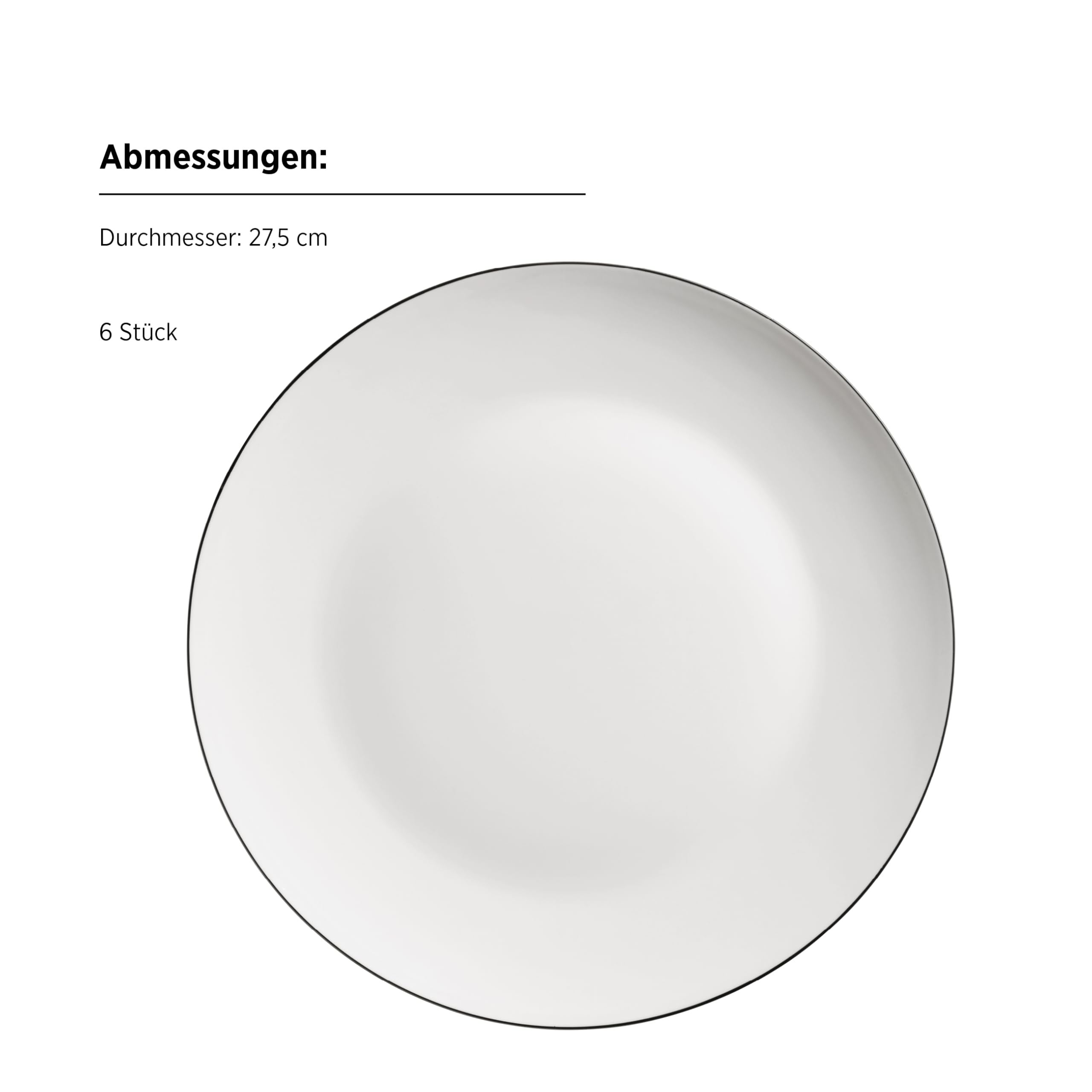 MÄSER Seria Felise, elegancki serwis obiadowy, zastawa stołowa dla 6 osób, elegancka, ponadczasowa, z czarną krawędzią, porcelana, biała