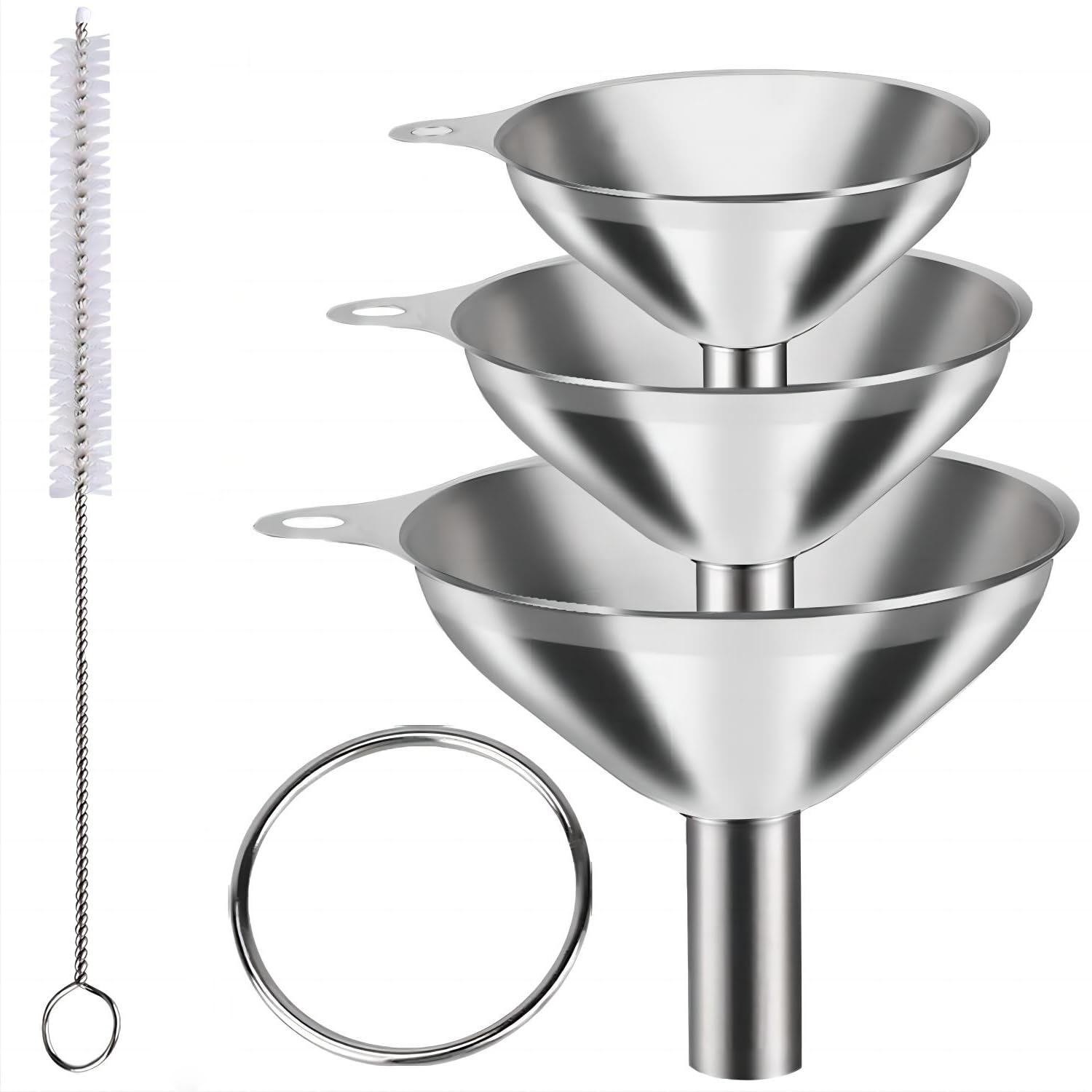 Funnels for Kitchen Bottle Filling, Lmoszuak Mini Stainless Steel Funnels, Multi-use Small Kitchen Funnel Set of 3, for Transferring Liquid, Fluid,