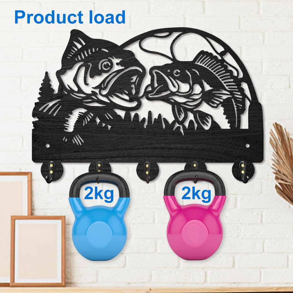 MAYJOYDIY Fish Design Wall Mounted Coat Hooks, 30x20 cm, 5 Alloy Hooks - Image 4