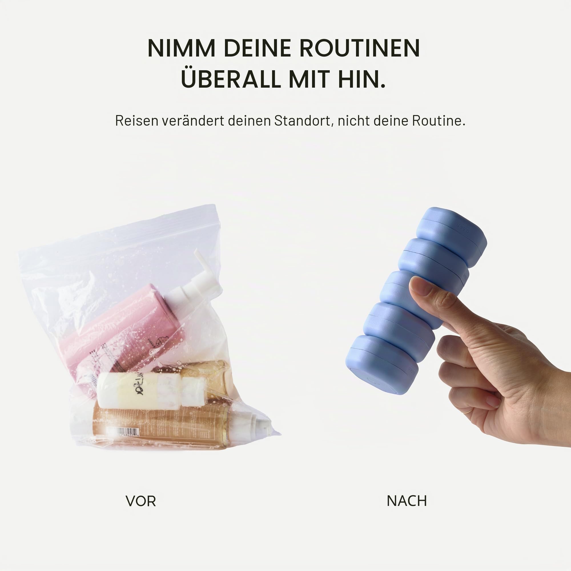 Cadence Reisebehälter - Hautpflege-Set - Magnetische Reisekapseln - Gesichtsreiniger, Feuchtigkeitscreme, Sonnencreme - 3 kleine Kapseln (0,5 Unzen) mit Reinigungsmittel,