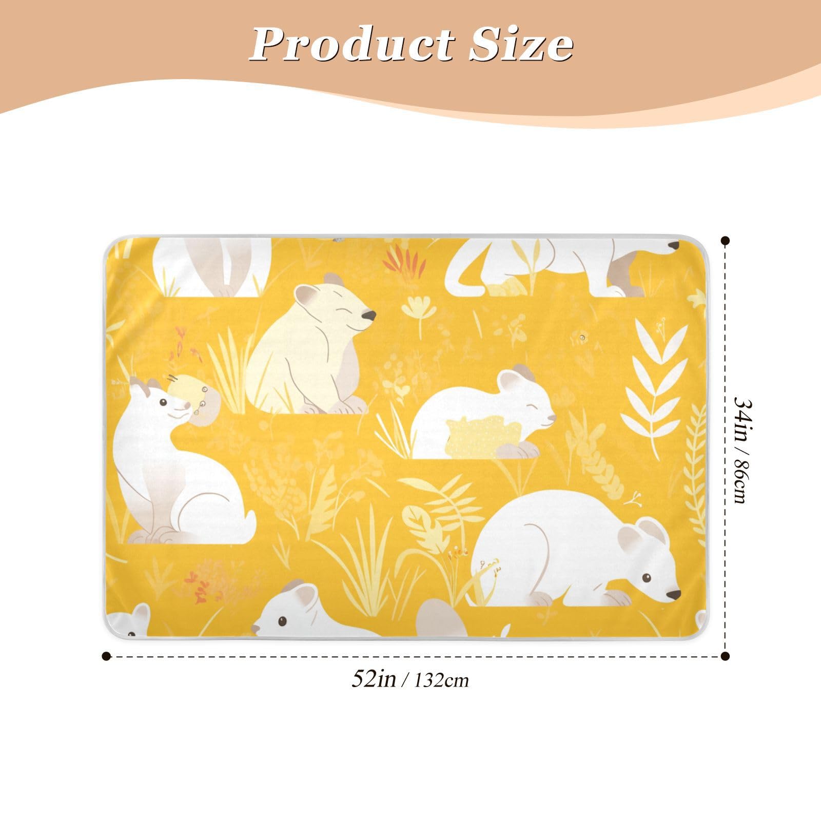 Cartoon Asian Palm Civet Bright Yellow Changing Pad Covers Soft Absorbent Sheet Cover Underpads Breathable Diaper Pads for Toddler Kids, 52