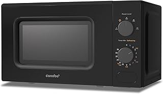 COMFEE' 700W 20L Black Microwave Oven With 5 Cooking Power Levels, Quick Defrost Function, And Kitchen Manual Timer - Compact Design CM-M202CC(BK)