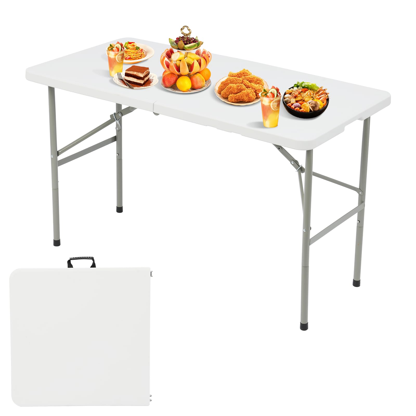 Table pliante 120 cm en plastique robuste table de camping portable