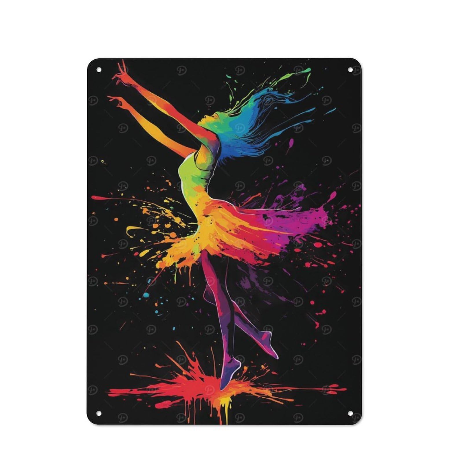 Colorful Dance Silhouette Classic Metal Wall Decor 40x30cm, Metal Wall Plaque for Office, Study, Studio Or Hallway
