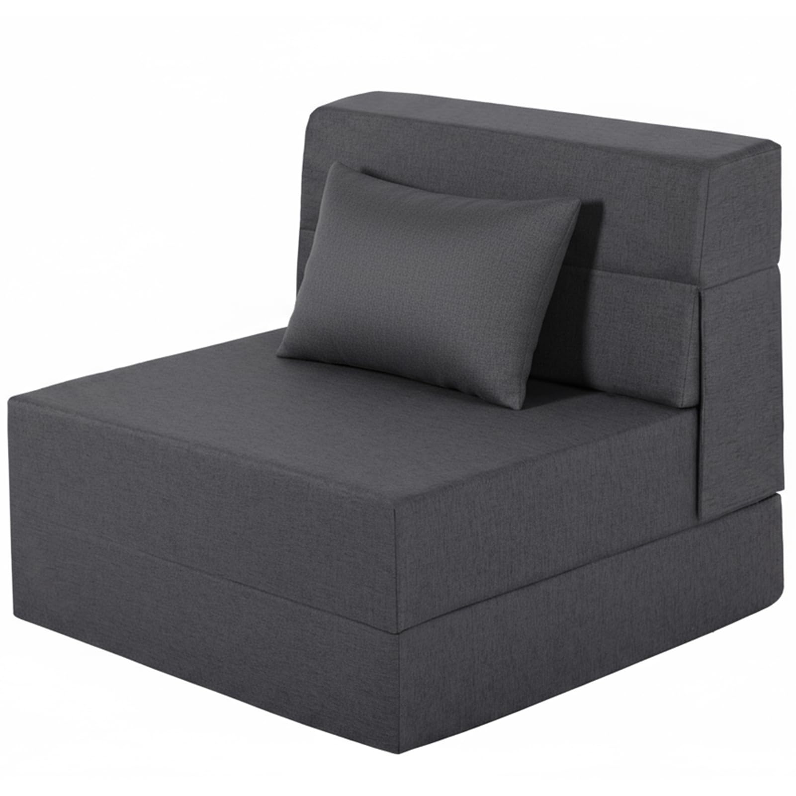 folding sofa bed, convertible sleeper chair bed, single size, dark grey | foldable mattress with pillow, washable cover, ideal for living room, bedroom and guest room( similar see pics)